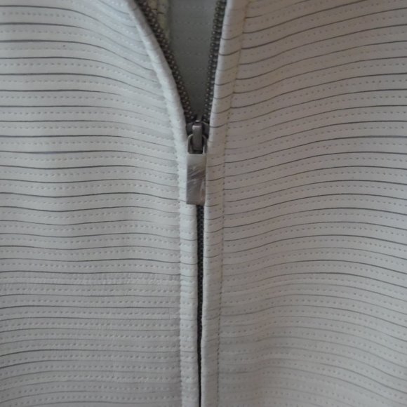White Ribbed Leather Jacket - Picture 8 of 9